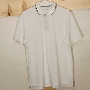 Men's Izod Polo Shirt, White/Black/Gray, Size L